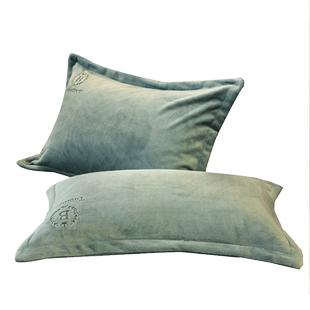 冬季牛奶绒枕套一对装珊瑚绒法兰绒加厚保暖单人枕头套48x74cm