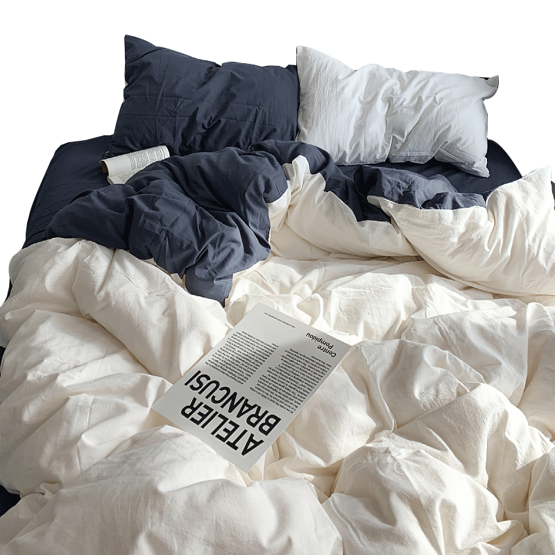 春夏ins四件套床单被套被罩床笠款100%非全棉纯棉床品宿舍床上三