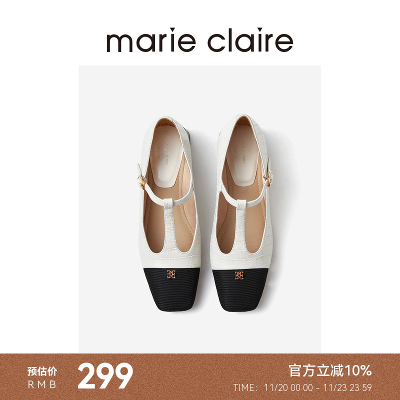 MC女鞋浅口方头玛丽珍单鞋小香风