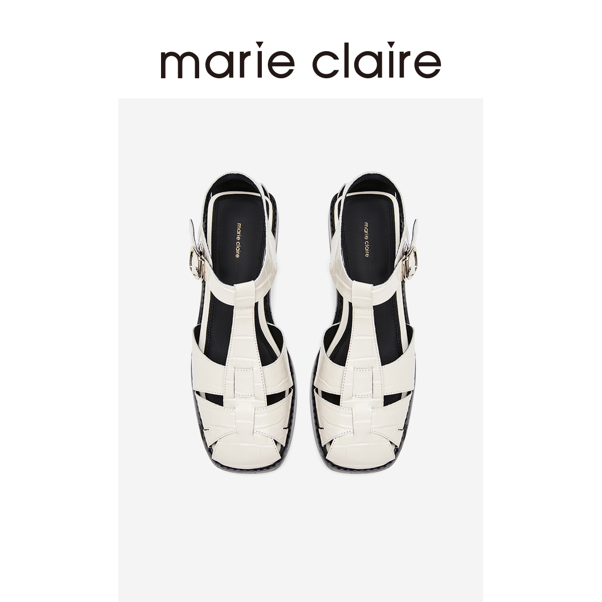 【张琪同款】MC女鞋牛皮海盐罗马凉鞋包头猪笼鞋marieclaire女鞋