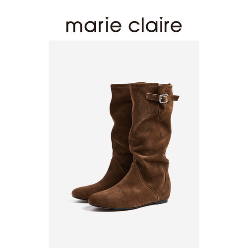 MC女鞋软帮马靴骑士靴2025年冬季内增高长筒靴女marieclaire女鞋