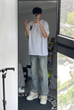 早秋新款美式高街设计感直筒宽松牛仔裤男休闲长裤K833-P65控88，男装牛仔裤，星座205