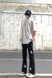 早秋高街字母微喇叭牛仔裤男欧美式宽松潮牌嘻哈裤子KA08-P55，男装牛仔裤，星座205