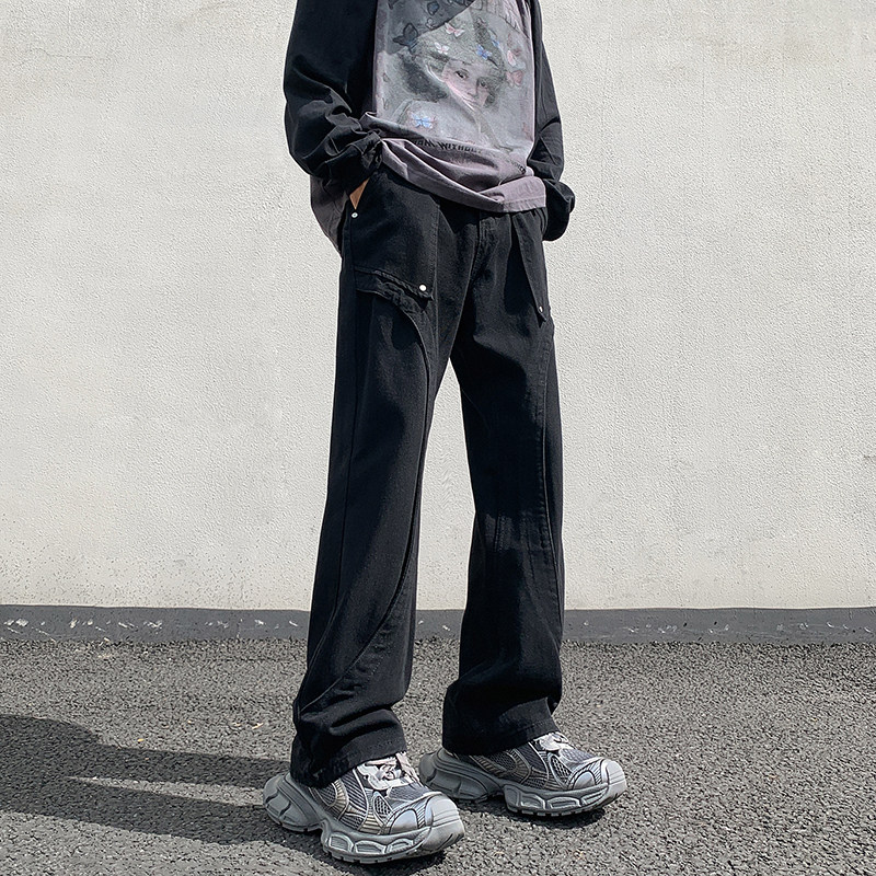 秋冬美式高街设计感直筒宽松牛仔裤男休闲长裤K833-P65控88,男装牛仔裤,星座205