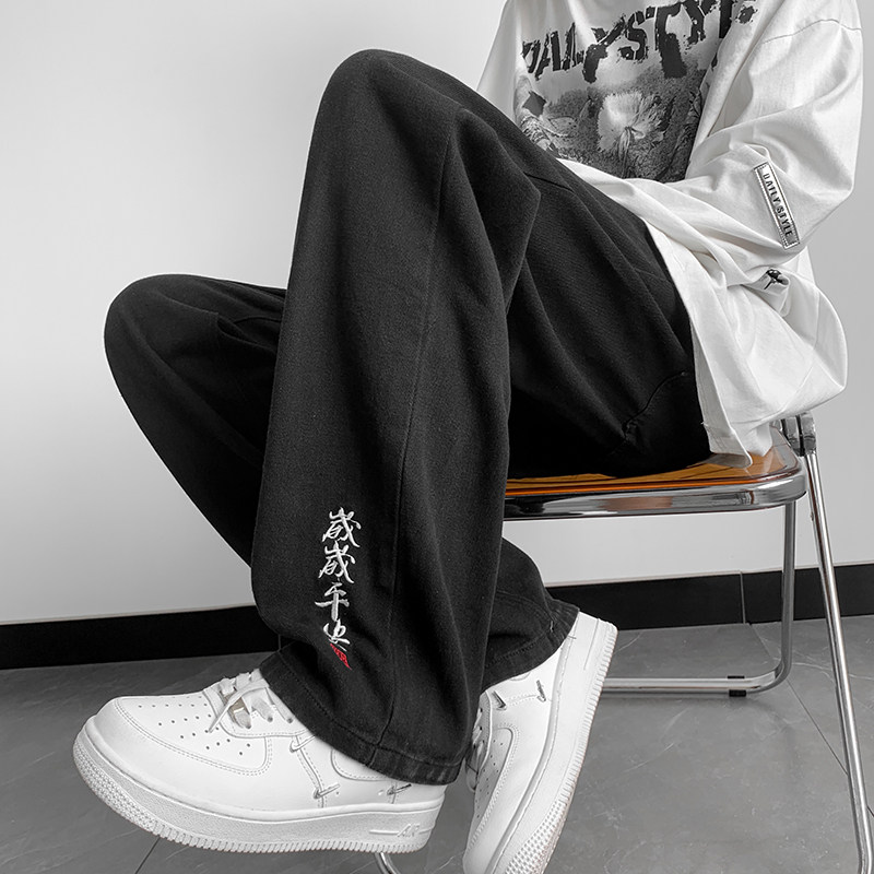 秋冬新中式风刺绣宽松高级感复古直筒牛仔裤男K906-P55,男装牛仔裤,星座205