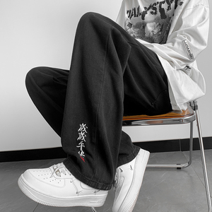秋冬 新中式风刺绣宽松高级感复古直筒牛仔裤男 K906-P55图片