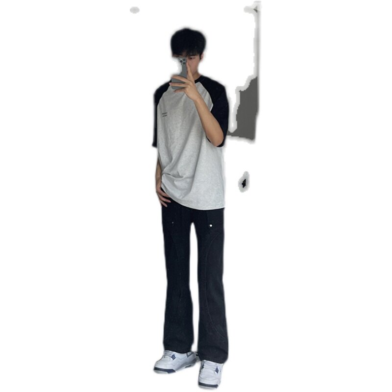 早秋新款美式高街设计感直筒宽松牛仔裤男休闲长裤K833-P65控88,男装牛仔裤,星座205