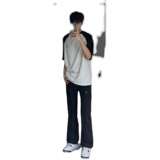 早秋新款美式高街设计感直筒宽松牛仔裤男休闲长裤K833-P65控88，男装牛仔裤，星座205