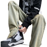 早秋四季高街vibe修身长裤黄泥染拉链牛仔裤男K823-P55，男装牛仔裤，星座205