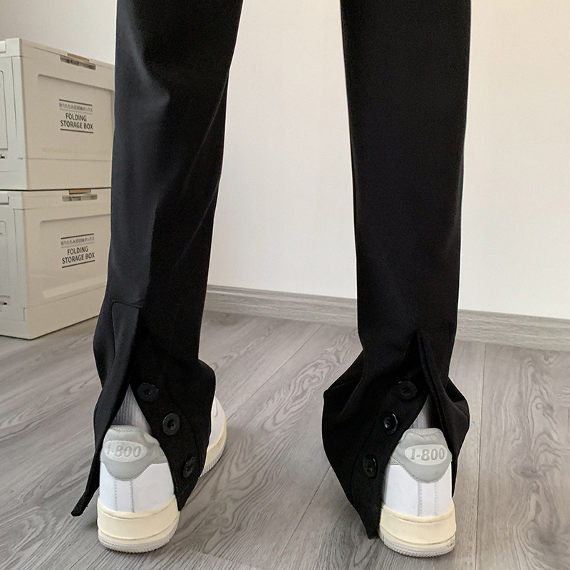 高街vibe开叉排扣高级感冰丝休闲裤男修身西裤女KK344-P55，男装西裤，星座205