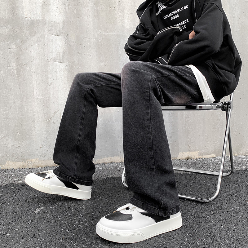纯黑色弹力修身直筒大码微喇情侣渐变牛仔裤男K860-K861-P50,男装牛仔裤,星座205