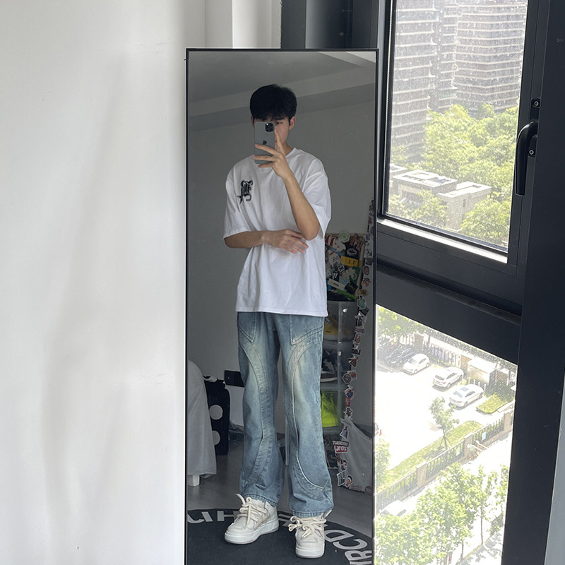 早秋新款美式高街设计感直筒宽松牛仔裤男休闲长裤K833-P65控88,男装牛仔裤,星座205
