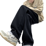 黑色设计款排扣牛仔裤宽松直筒金属扣复古休闲裤男K910-P50，男装牛仔裤，星座205