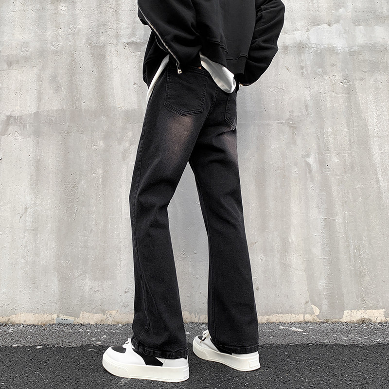 纯黑色弹力修身直筒大码微喇情侣渐变牛仔裤男K860-K861-P50，男装牛仔裤，星座205