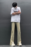 现货早秋黄泥开叉毛边宽松牛仔裤设计感微喇休闲裤男K5803-P55，男装牛仔裤，星座205