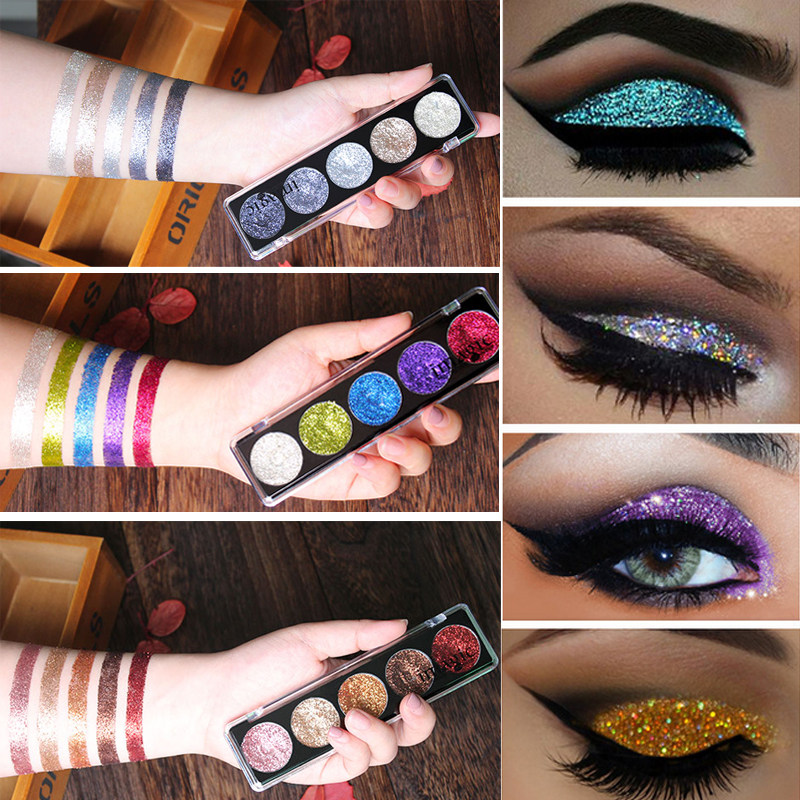 5色金葱眼影闪粉舞台妆儿童表演欧美glitter亮片膏影楼一闪到底