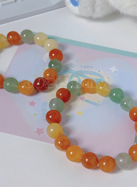 原创天然混色东陵玉10mm手串女