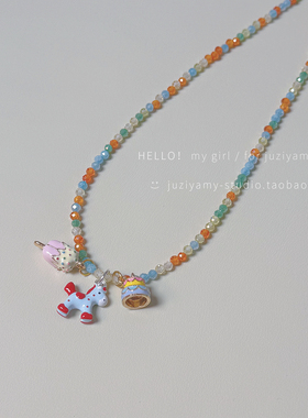 原创彩色多巴胺项链女