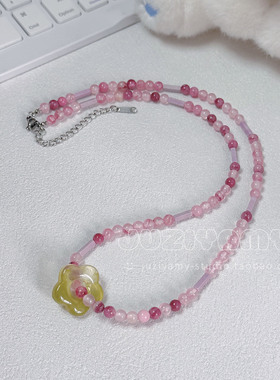 【蔷薇】蔷薇石花朵跑环项链女