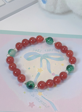 南红玛瑙满肉本命年红色手串女