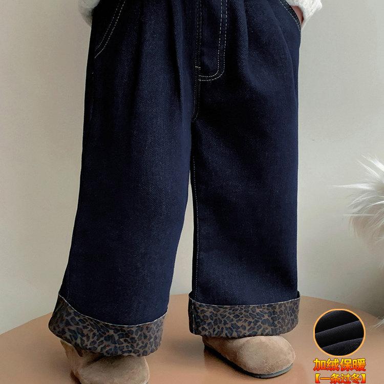 女童加绒裤子秋冬季2025新款儿童直筒阔腿裤女宝宝冬装加厚牛仔裤,童装/婴儿装/亲子装,裤子,淘宝优惠券,粉丝福利购,淘宝优惠卷