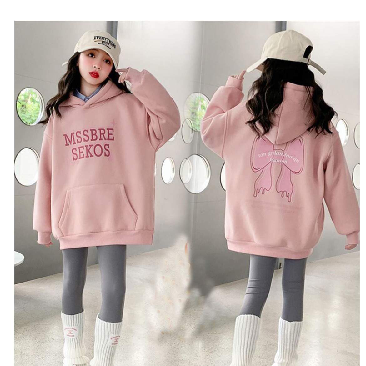 女童卫衣春秋装2025新款洋气女大童冬簿款时尚连帽上衣儿童衣服潮