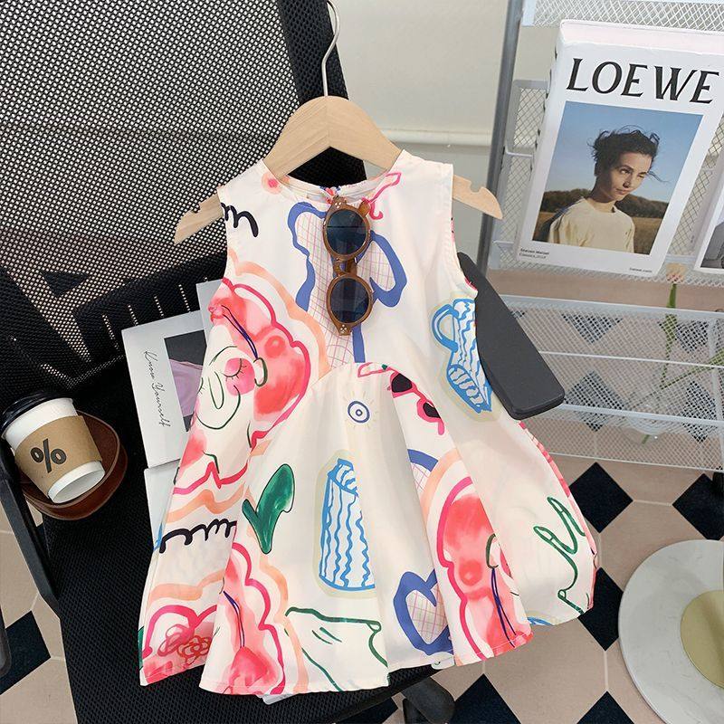 女童连衣裙2025夏季新款时髦涂鸦无袖背心裙儿童宝宝洋气公主裙子,童装/婴儿装/亲子装,连衣裙,淘宝优惠券,粉丝福利购,淘宝优惠卷