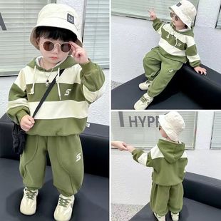 套装 小男孩洋气连帽两件套宝宝春秋季 男童新款 森屿琪儿童春秋套装