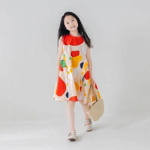 女童2026夏装油画裙文艺范儿童新款公主儿童无袖背心连衣裙