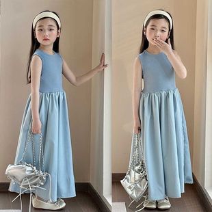 女童裙子高级感夏公主裙2025新款女孩夏季赫本风连衣裙夏装背心裙