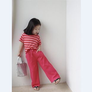 洋气时髦儿童夏装 女童时尚 小女孩两件套 2026新款 夏季 条纹短袖 套装