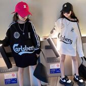 潮酷街舞街头嘻哈风洋气时髦长袖 女童宽松卫衣2025春秋季 新款 T恤