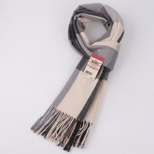 日本无印格子羊毛围巾男女百搭情侣秋冬保暖披肩防寒羊绒针织围脖