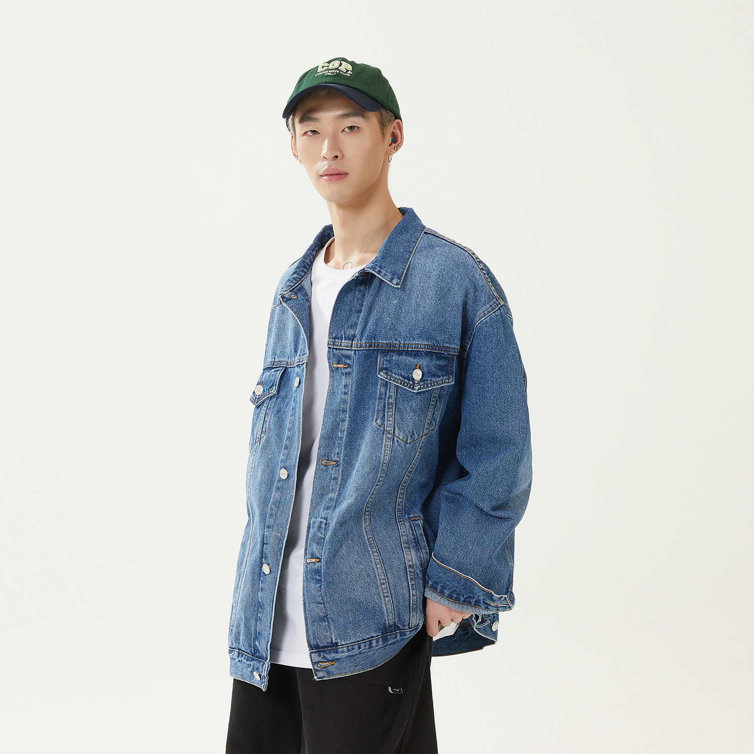 渐变多口袋翻领水洗牛仔夹克情侣休闲外套N605/P105/控价158,男装夹克,星座202-1
