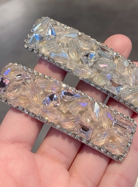 2024新款高级感重工立体水晶bb夹刘海夹韩版时尚气质侧边夹发夹女