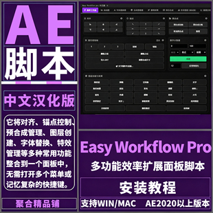 AE Easy Workflow Pro脚本多功能管理工作流效率扩展面板Win/Mac