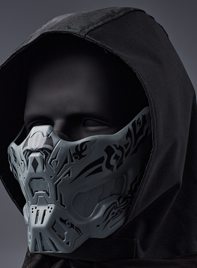 Zlangsports战术半脸射击面具真人CS下场硅胶多功能防护赛博朋克