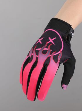 新款亚马逊个性民族火焰笑脸波西尼亚风格骑行户外长指触屏手套