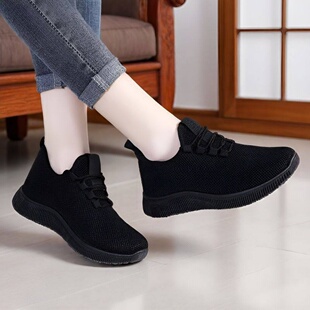 全黑色工作鞋 老北京布鞋 女软底妈妈健步鞋 厨房鞋 女 休闲鞋 2026新款