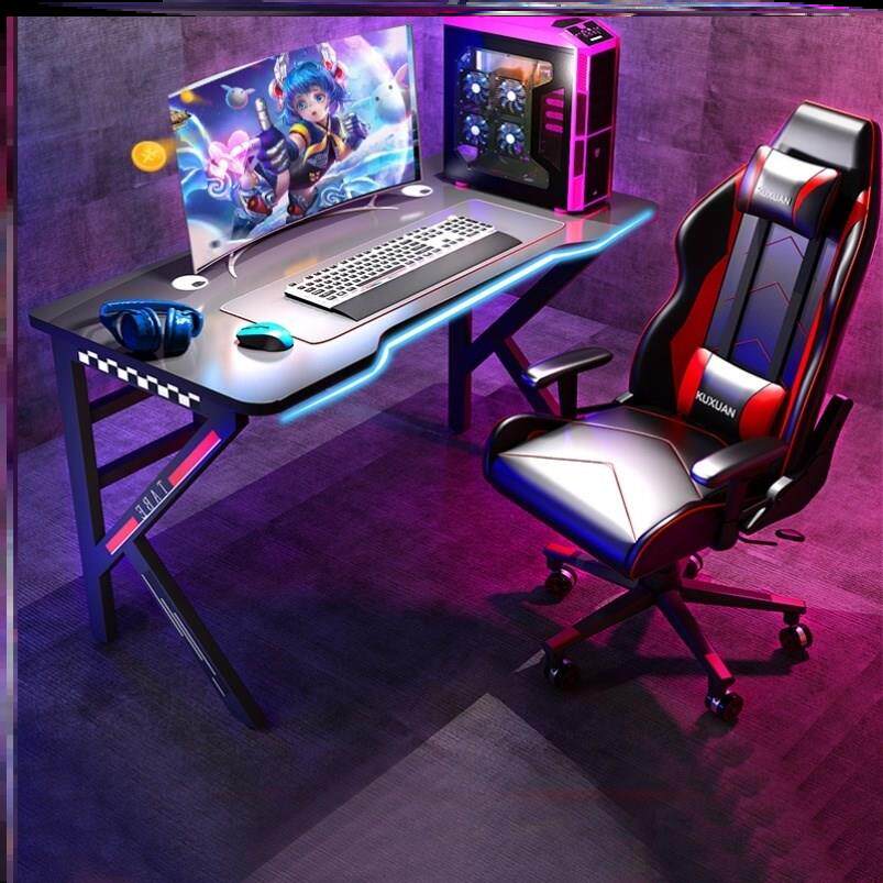 网吧电脑桌家用竞技桌加宽活动落地便捷1米房间多功能欧式台式桌