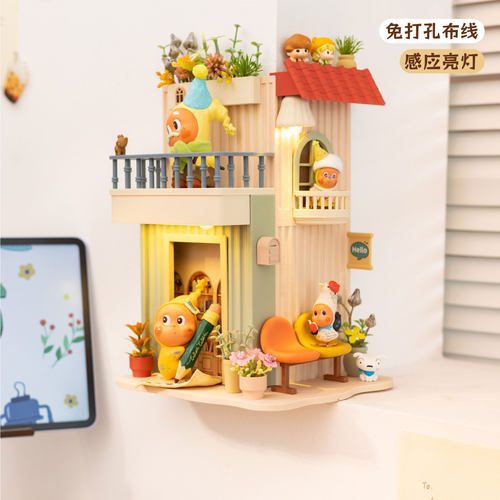 可爱转角感应壁灯墙饰盲盒造景架