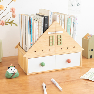 桌面阅读小书架储物一体移动置物架抽屉床头柜儿童绘本收纳 阿楹