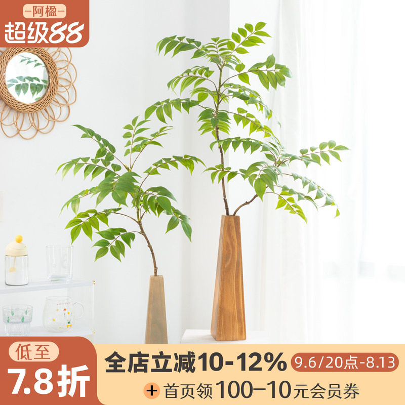 简约高级长枝绿植原木风氛围装饰图片