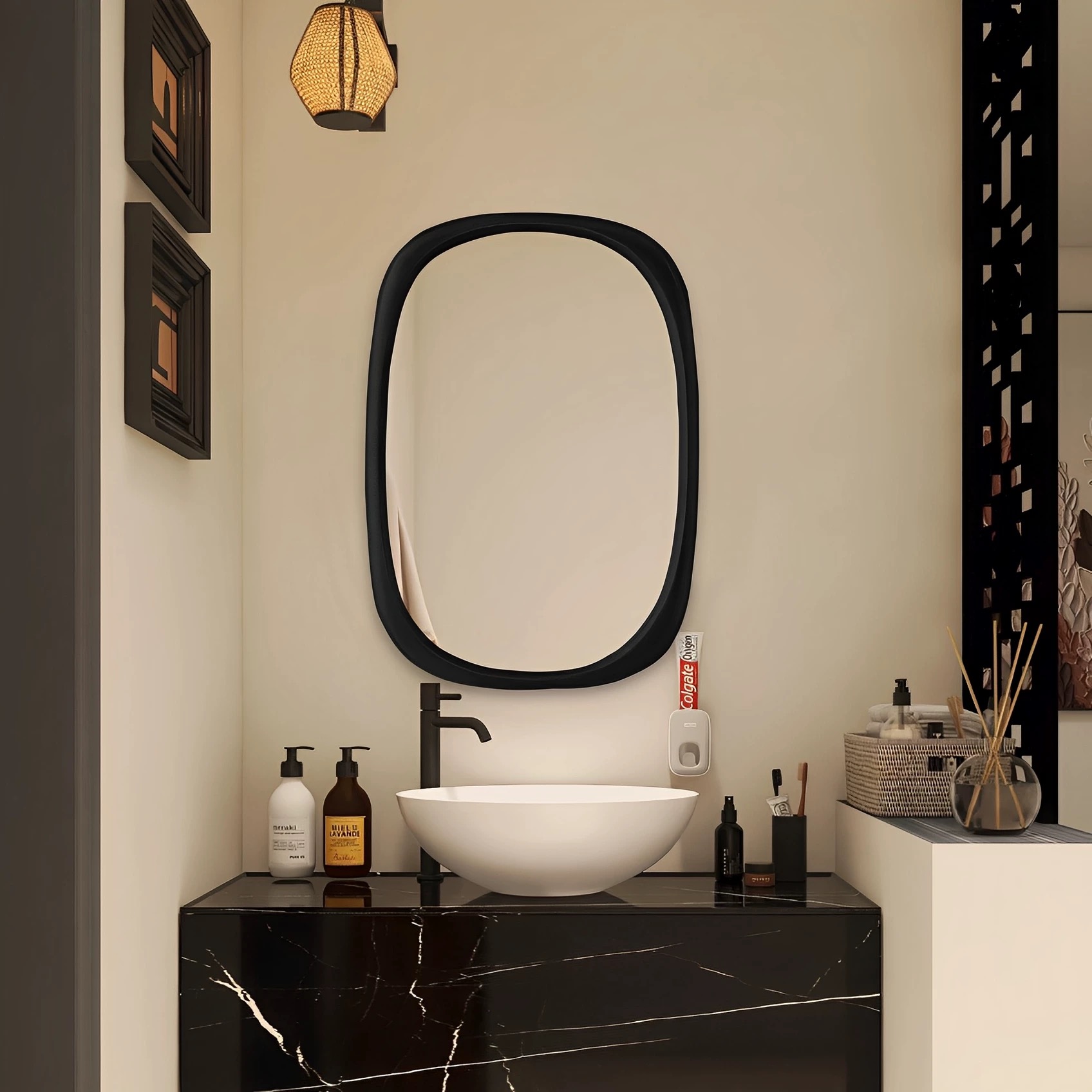 法式复古浴室镜壁挂卫生间洗漱台镜子卧室梳妆台化妆镜玄关装饰镜