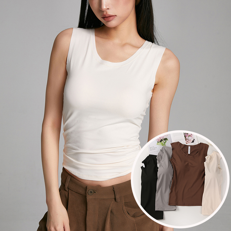 【御寒小暖炉】JA秋冬慕斯绒羊毛内里发热磨毛保暖背心无痕打底衣