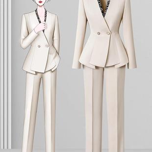 职业西装套装女春秋教师医美咨询师高端时尚口腔美容院经理工作服