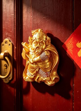 创意门神冰箱贴磁贴3d立体装饰磁吸贴一对门贴中国风入户门装饰品