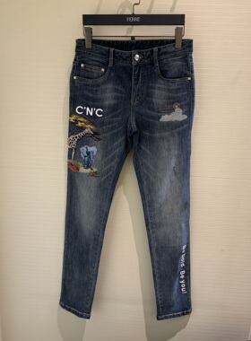 CNC男装2021商场同款插画图案柔软舒适潮流男士牛仔裤811C391050