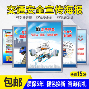 交通安全常识宣传画海报交通事故案例安全知识挂图疲劳驾驶超载危险酒后不开车无证驾驶戴头盔机动车警示牌