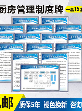 厨房食品安全管理全套4d6s制度牌